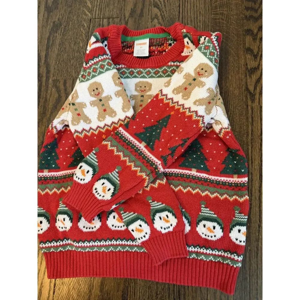 Gymboree Toddler Boys Crewneck Christmas Sweater 100% Cotton Sz 3T